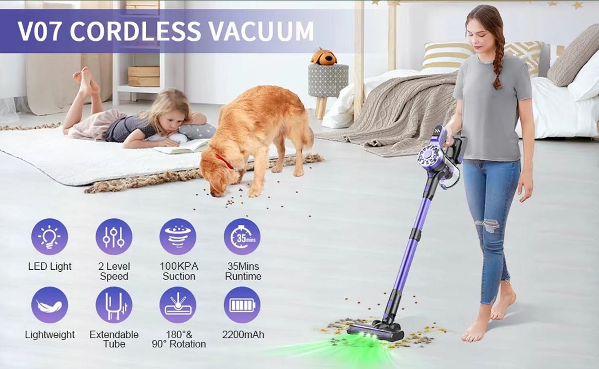 Wireless Handheld Vacuum Cleaners 180W Suction Power Cordless Stick Vaccum Cleaner With Green LED,0.9L Dust Cup